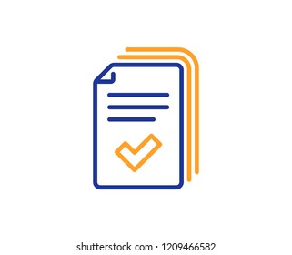 Handout Line Icon. Documents Example Sign. Colorful Outline Concept. Blue And Orange Thin Line Color Icon. Handout Vector