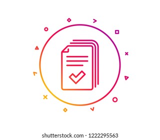 Handout Line Icon. Documents Example Sign. Gradient Pattern Line Button. Handout Icon Design. Geometric Shapes. Vector