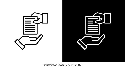 Handover icon black and white outline.