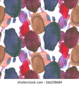 Hand-pained colorful watercolor stain pattern. Vector seamless textured background.