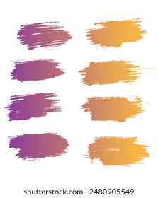 Hand-paint gradient color brush stroke frame template background set