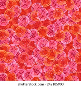 Handpaint watercolor vector background. Bright spirals of red  colors. Texture for invitations, cards, web sites, design.