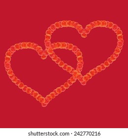 Handpaint watercolor vector background. Bright heart of red  colors for invitations, cards, web sites, design.