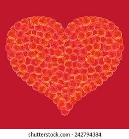Handpaint watercolor vector background. Bright heart of red  colors for invitations, cards, web sites, design.