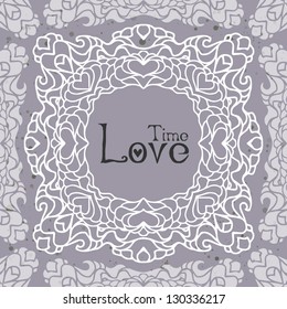 hand-painted abstract oriental lacy background with romantic hearts