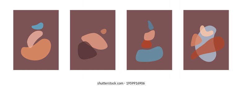 Hand-painted abstract various shapes balance composition, modern nordic wall art, minimalistic geometric prints, vector illustration for decoration, postcard or cover design.