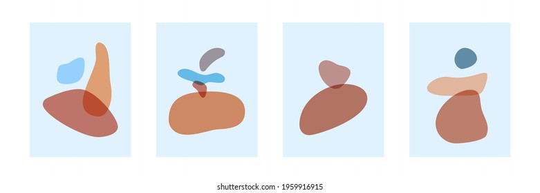 Hand-painted abstract various shapes balance composition, modern nordic wall art, minimalistic geometric prints, vector illustration for decoration, postcard or cover design.