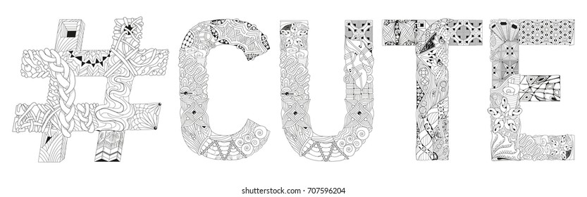 Hand-painted art design. Adult anti-stress coloring page. Black and white hand drawn illustration instatag cute for coloring book or t-shirt design