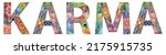 Hand-painted art design. Hand drawn illustration word KARMA for t-shirt and other decoration