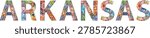 Hand-painted art design. Hand drawn illustration word Arkansas for t-shirt and other decoration. Arkansas is a landlocked state in the West South Central region of the Southern United States