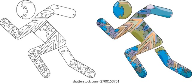 Hand-painted art design. Hand drawn illustration Icon Athletics for t-shirt and other decoration