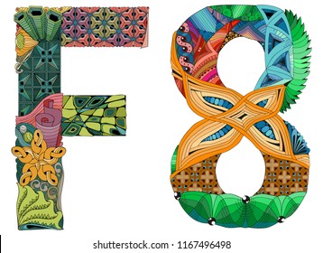 Hand-painted art design. Word fate zentangle object.
