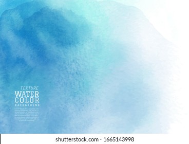 Hand-painted background blue liquid stain watercolor. Abstract texture artistic vector used as being an element in the decorative design of invitation, cards, cover or banner.