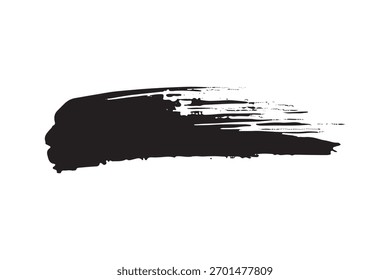 A hand-painted black ink brush stroke with textured, distressed edges, creating a dynamic, artistic element. Ideal for creative graphic design projects, backgrounds, borders, and overlays.