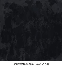 Handpainted black watercolor paint or ink background. Vector texture pattern, square format.