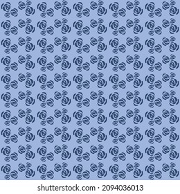 Handpainted blue roses seamless repeat pattern