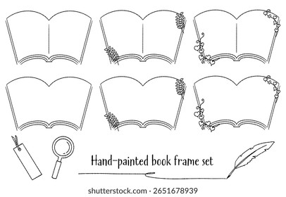 Conjunto de molduras de livro pintadas à mão (vetor)