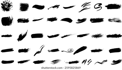 Hand-Painted Brush Strokes Collection – Abstract Ink, Grunge, and Artistic Design Elements
