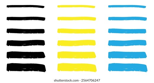 Hand-Painted Brush Strokes in Vibrant Colors. Colorful Brush Strokes. Abstract Brush Strokes in Vibrant style set illustration.