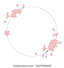 Hand-painted cherry blossom circle frame