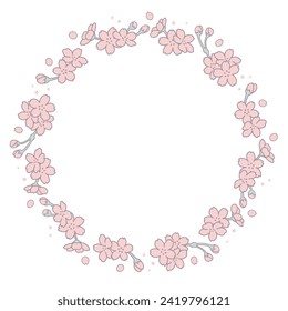 Hand-painted cherry blossom circle frame