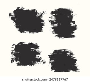 Hand-painted collection of black color grunge texture brush stroke background