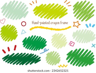 Hand-painted crayon-touched lines in an elliptical circle Fresh green frame set