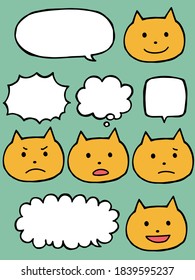 Hand-painted cute cat and speech bubble