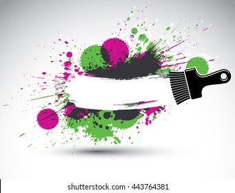 Hand-painted decorative grunge background made with smudge brushstrokes. Art renovation theme colorful drawing can be used in graphic design. Brush tool illustration.