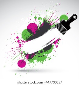 Hand-painted decorative grunge background made with smudge brushstrokes. Art renovation theme colorful drawing can be used in graphic design. Brush tool illustration.