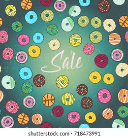 Hand-painted donuts seamless background