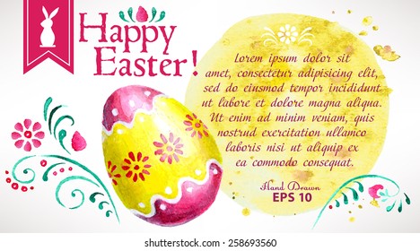 Hand-painted Easter greeting card with space for your text 