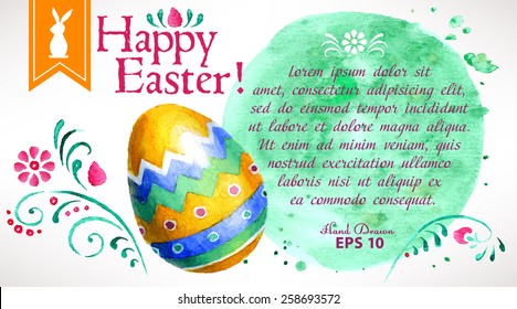 Hand-painted Easter greeting card with space for your text 