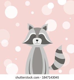 Imagen vectorial de mapache plana pintada a mano.