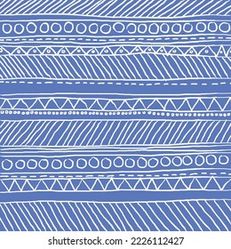 Hand-painted folk line pattern, vector