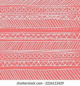 Hand-painted folk line pattern, vector