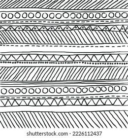 Hand-painted folk line pattern, vector