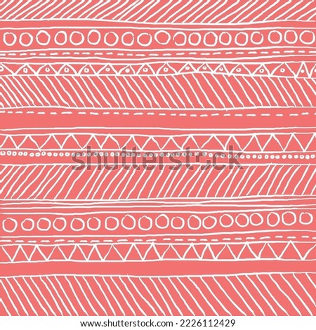 Hand-painted folk line pattern, vector