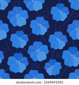 Hand-painted forget-me-nots on an endless background. beautiful blue flowers. Pattern for fabric and covers