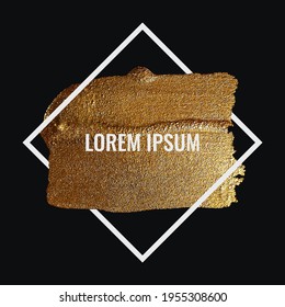 Hand-painted golden brush stroke. Abstract handmade vector gold glittering texture illustration background.