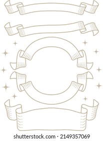 Hand-painted golden frameset for headlines and titles made of ribbons