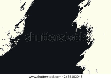 Hand-painted grunge texture with bold black brush strokes and splatters transitioning onto a cream background. Raw, artistic design element for expressive urban or abstract themes.