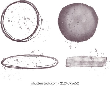 Handpainted grunge watercolor acrylics vector set of sketches, brush strokes, ink stains. Ideal for print, graphic design, collage, scrap booking, labels, decoration and other creative projects.