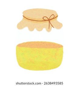 Hand-painted honey jars, rough lines, soft and fluffy.