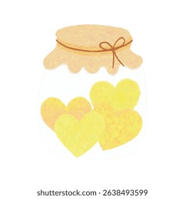 Hand-painted honey jars, rough lines, soft and fluffy.