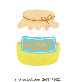 Hand-painted honey jars, rough lines, soft and fluffy.