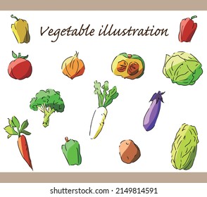 Handgemalte Illustrationssatz für verschiedene Gemüsesorten