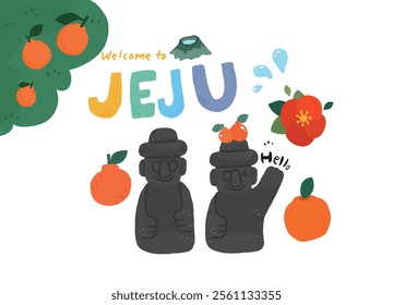 Hand-painted Jeju Island Icon Illustration