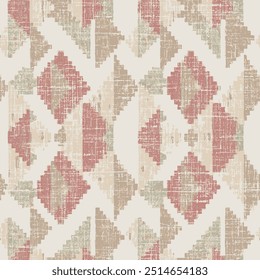 Hand-painted kilim texture dark beige background. restoring ancient style of art. diamond geometry texture repeat pattern on creative texture surface.