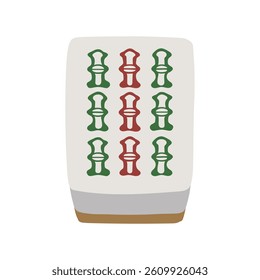 Hand-painted mahjong tile nine-string picture card illustration